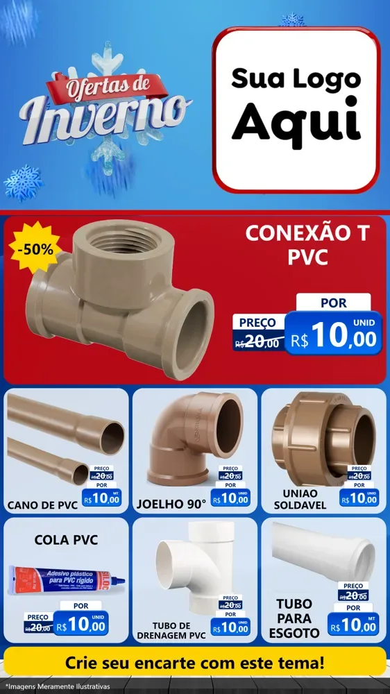 Modelo de Rede Social para Stories com o tema Ofertas de Inverno para Tubos e conexões