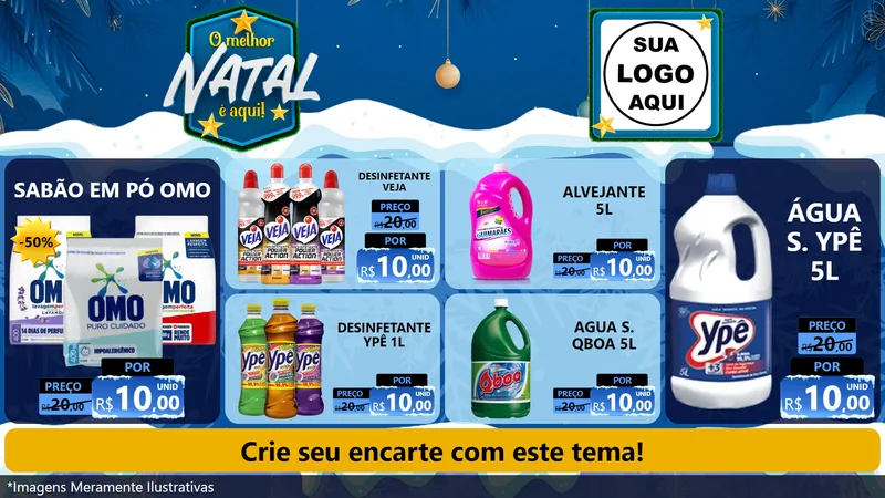 Modelo de TV para TV Horizontal com o tema O Melhor Natal É Aqui! para Produtos de Limpeza