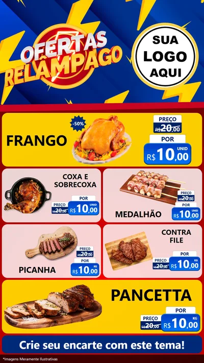 Modelo de TV para TV Vertical com o tema Ofertas Relâmpago para Assados