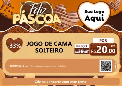 Modelo de Cartaz para Cartaz A4 Horizontal com o tema Feliz Páscoa para Cama, Mesa e Banho