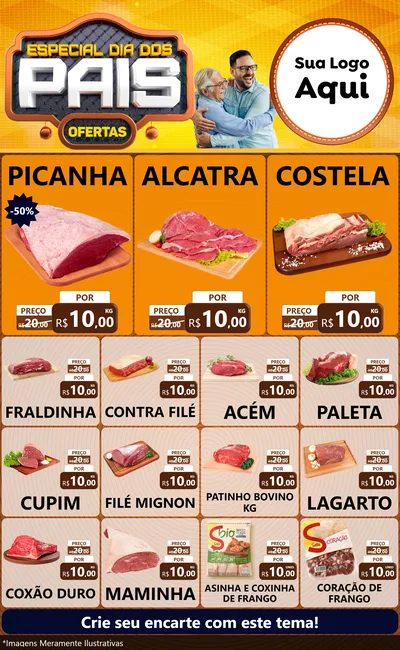 Modelo de Encarte para Encarte Grande com o tema Especial Dia dos Pais para Açougue