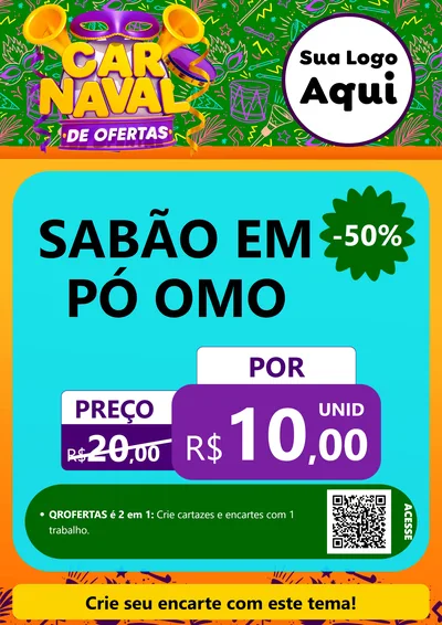 Modelo de Cartaz para Cartaz A4 Vertical com o tema Carnaval de Ofertas para Produtos de Limpeza