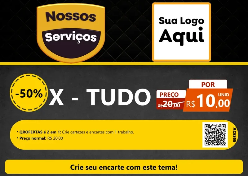 Modelo de Cartaz para Cartaz A4 Horizontal com o tema Nossos Serviços para Hamburgueria