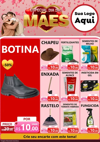 Modelo de Encarte para Encarte A4 Vertical com o tema Especial Dia Das Mães para Agropecuária