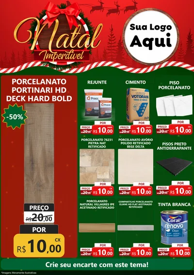 Modelo de Encarte para Encarte A4 Vertical com o tema Natal Imperdível para Pisos e revestimentos