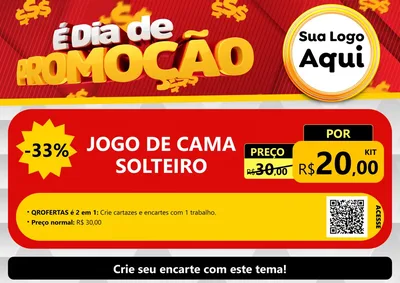 Modelo de Cartaz para Cartaz A4 Horizontal com o tema É Dia De Promoção para Cama, Mesa e Banho