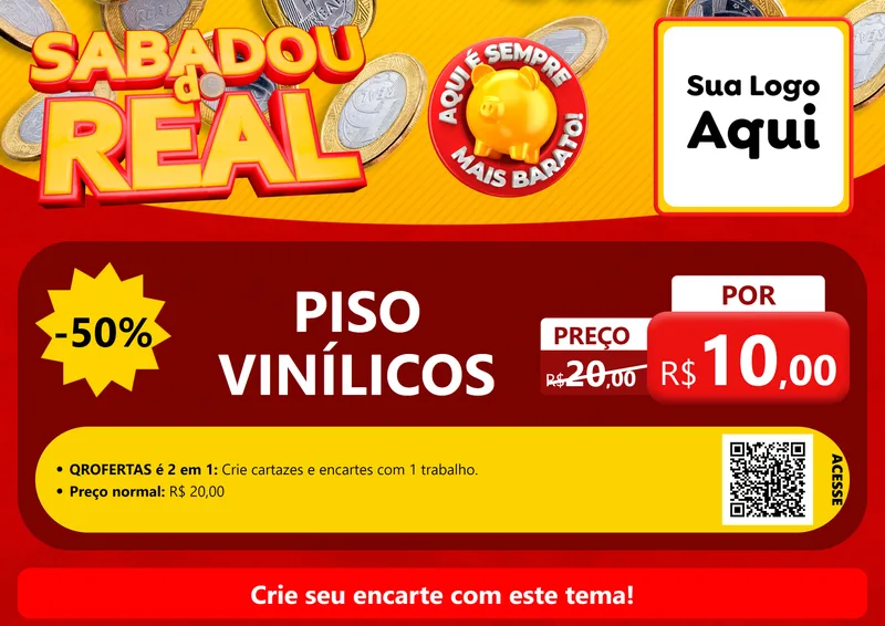 Modelo de Cartaz para Cartaz A4 Horizontal com o tema Sabadou do Real para Material para Construção