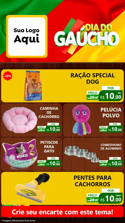 Modelo de TV para TV Vertical com o tema Dia do Gaúcho para Pet Shop
