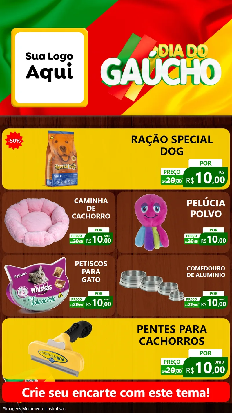 Modelo de TV para TV Vertical com o tema Dia do Gaúcho para Pet Shop