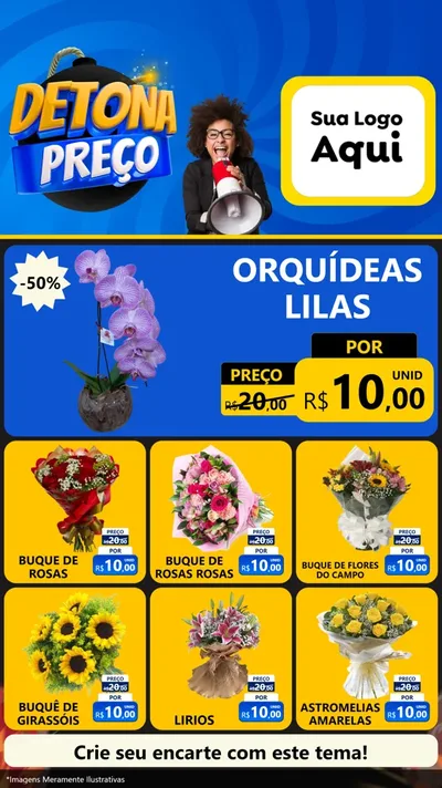Modelo de Rede Social para Stories com o tema Detona Preços para Floricultura e jardim
