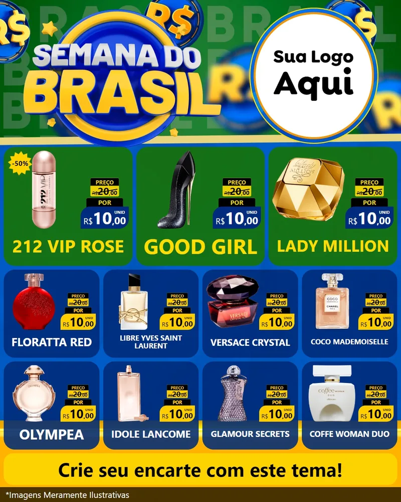 Modelo de Rede Social para Feed Instagram com o tema Semana Do Brasil para Perfumes