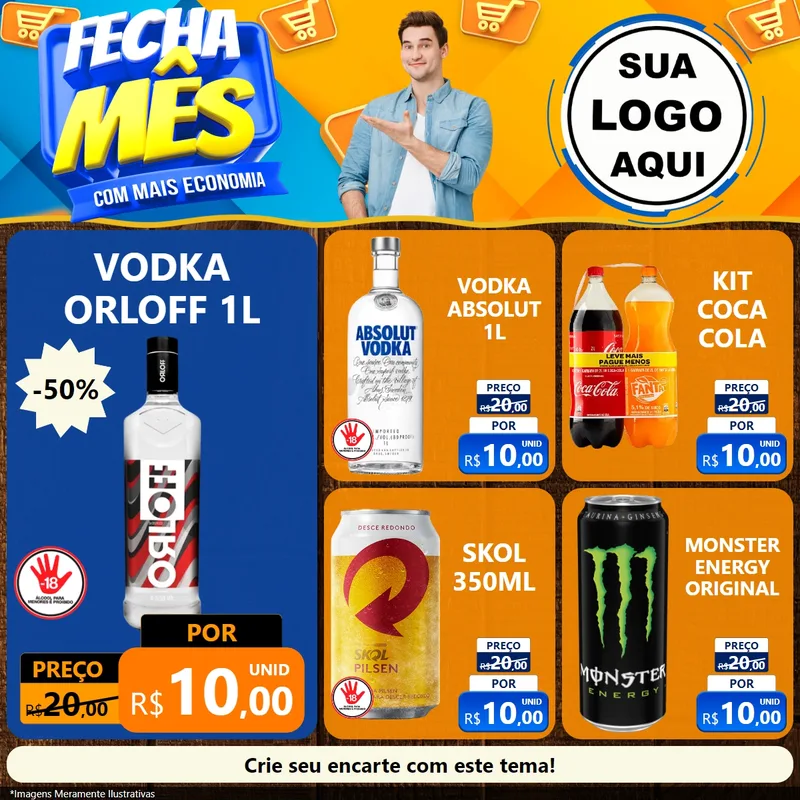Modelo de Rede Social para Feed Facebook com o tema Fecha Mês Com Mais Economia para Distribuidora de bebidas