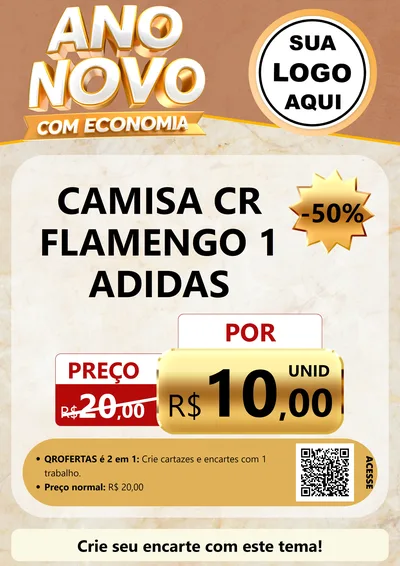 Modelo de Cartaz para Cartaz A4 Vertical com o tema Ano Novo Com Economia para Roupas e acessórios