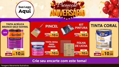 Modelo de TV para TV Horizontal com o tema Promoção de Aniversário para Tintas e Ferramentas