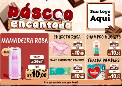 Modelo de Encarte para Encarte A4 Horizontal com o tema Páscoa Encantada para Bebês