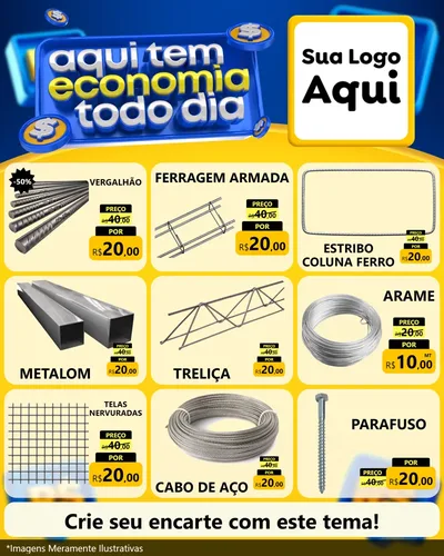 Modelo de Rede Social para Feed Instagram com o tema Aqui Tem Economia Todo Dia para Ferragens
