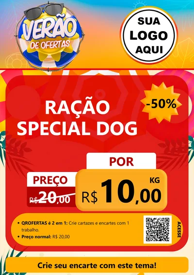 Modelo de Cartaz para Cartaz A4 Vertical com o tema Verão de Ofertas para Pet Shop
