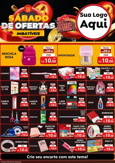 Modelo de Encarte para Encarte A4 Vertical com o tema Sábado de Ofertas Imbatíveis para Papelaria