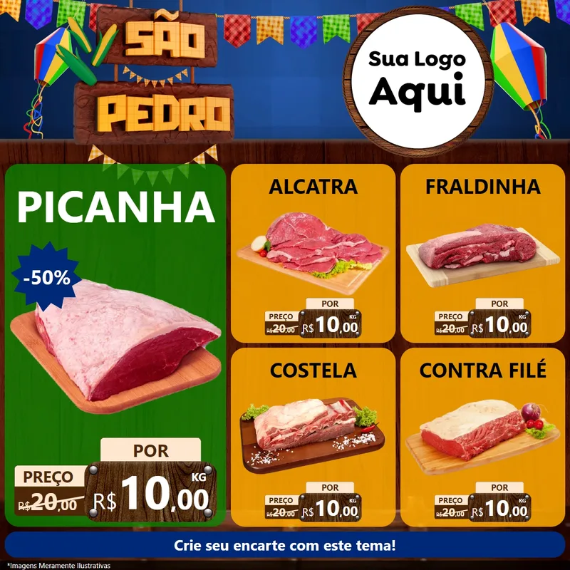 Modelo de Rede Social para Feed Facebook com o tema São Pedro para Açougue