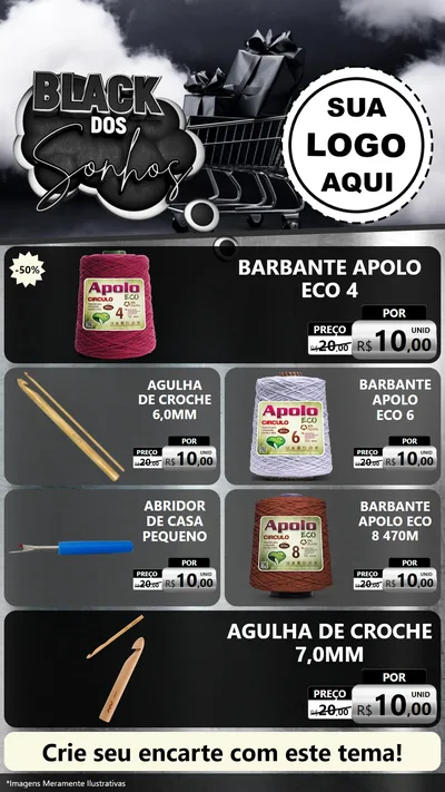 Modelo de TV para TV Vertical com o tema Black dos Sonhos para Armarinho e Aviamentos