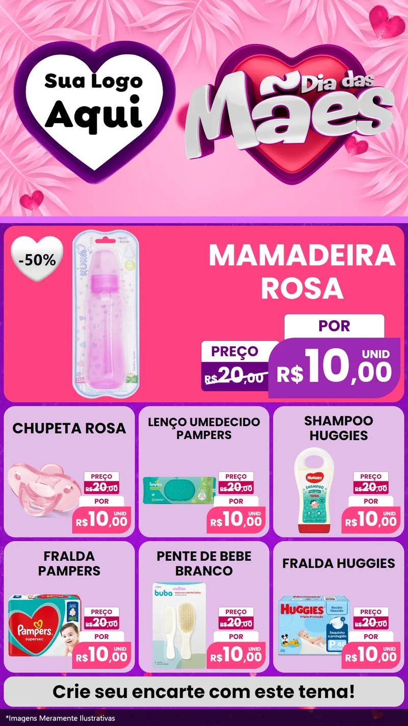 Modelo de Rede Social para Stories com o tema Dia das Mães para Bebês