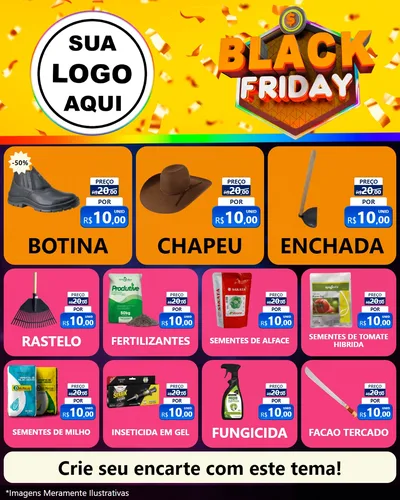 Modelo de Rede Social para Feed Instagram com o tema Black Friday para Agropecuária