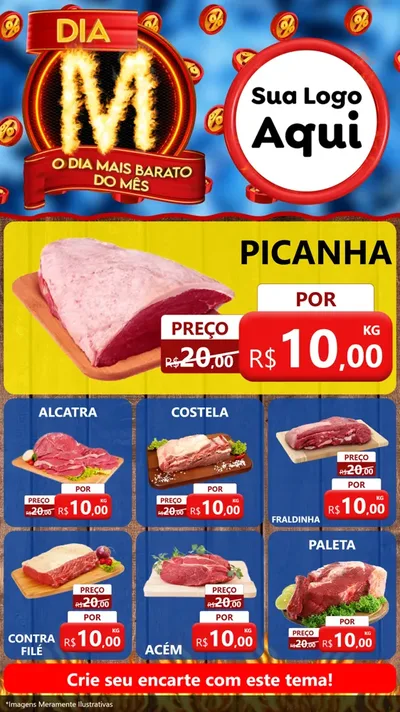 Modelo de Rede Social para Stories com o tema Dia M - O Dia Mais Barato Do Mês para Açougue
