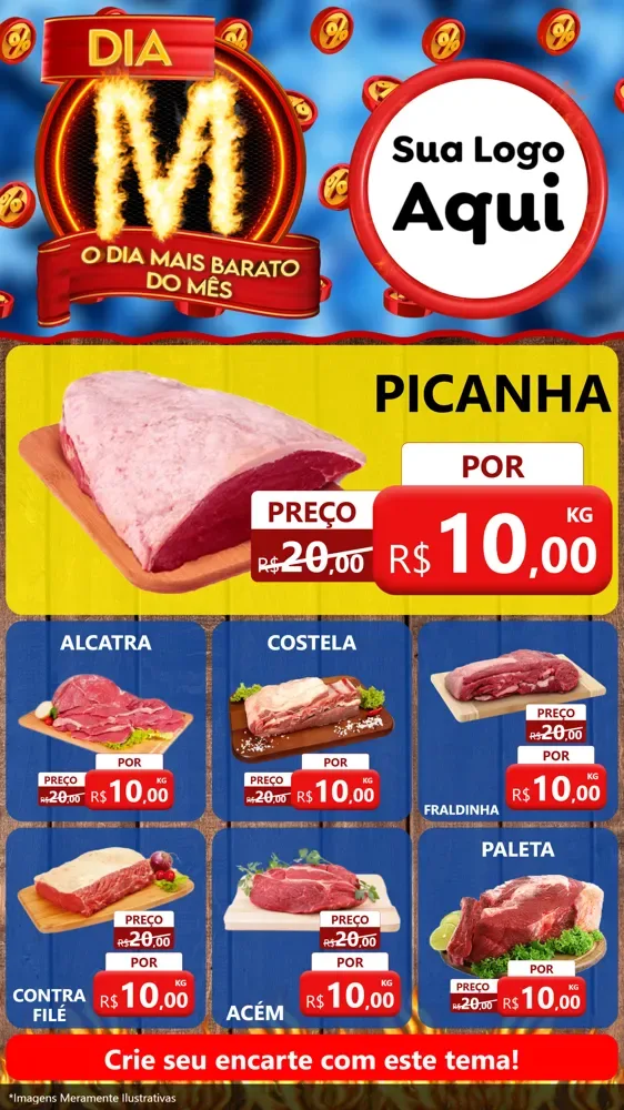 Modelo de Rede Social para Stories com o tema Dia M - O Dia Mais Barato Do Mês para Açougue