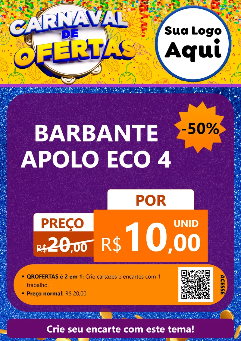 Modelo de Cartaz para Cartaz A4 Vertical com o tema Carnaval de Ofertas para Armarinho e Aviamentos