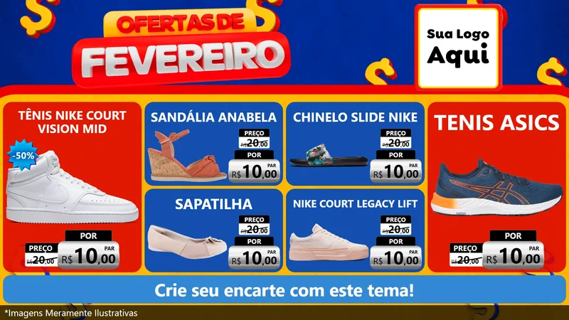 Modelo de TV para TV Horizontal com o tema Ofertas de Fevereiro para Calçados
