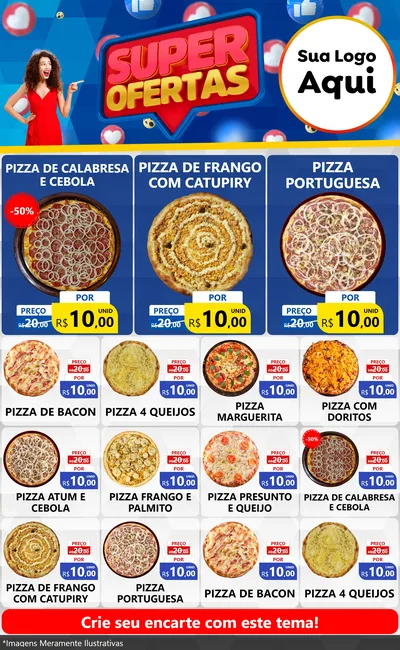 Modelo de Encarte para Encarte Grande com o tema Super Ofertas para Pizzaria