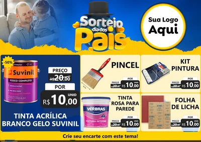 Modelo de Encarte para Encarte A4 Horizontal com o tema Sorteio Dia Dos Pais para Tintas e Ferramentas