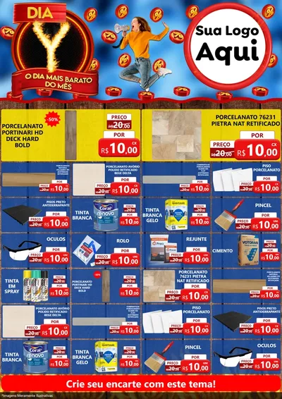 Modelo de Encarte para Encarte A4 Vertical com o tema Dia Y - O Dia Mais Barato Do Mês para Pisos e revestimentos