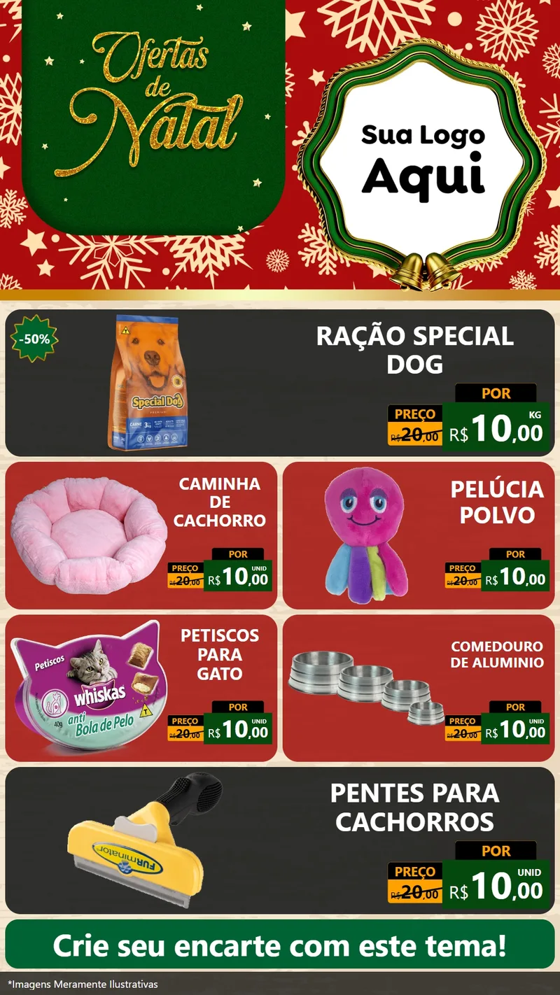 Modelo de TV para TV Vertical com o tema Natal de Ofertas para Pet Shop