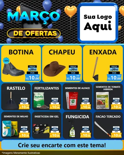Modelo de Rede Social para Feed Instagram com o tema Março de Ofertas para Agropecuária