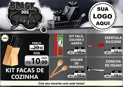Modelo de Encarte para Encarte A4 Horizontal com o tema Black dos Sonhos para Utilidades Domésticas