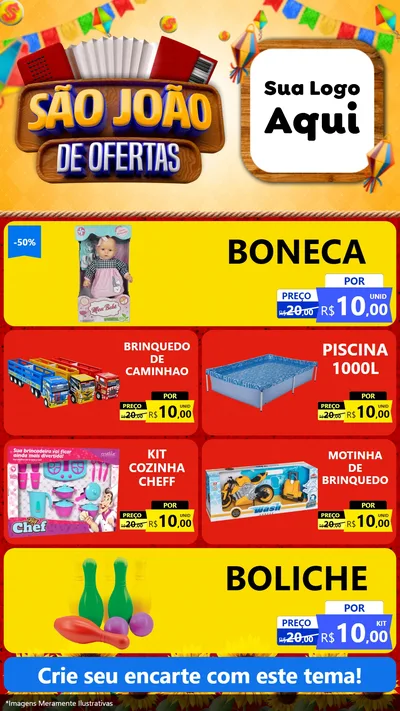 Modelo de TV para TV Vertical com o tema São João de Ofertas para Brinquedos