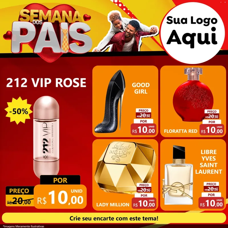 Modelo de Rede Social para Feed Facebook com o tema Semana Dos Pais para Perfumes