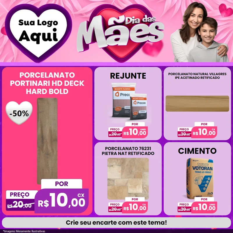 Modelo de Rede Social para Feed Facebook com o tema Dia das Mães para Pisos e revestimentos