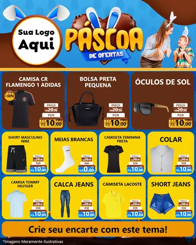 Modelo de Rede Social para Feed Instagram com o tema Páscoa de Ofertas para Roupas e acessórios