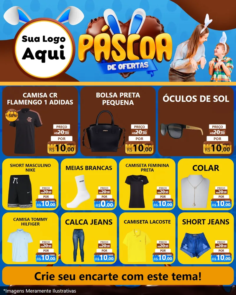 Modelo de Rede Social para Feed Instagram com o tema Páscoa de Ofertas para Roupas e acessórios