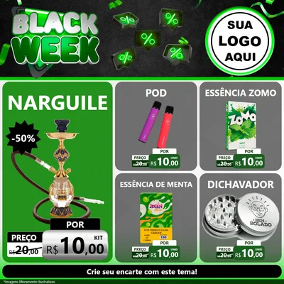 Modelo de Rede Social para Feed Facebook com o tema Black Week para Tabacaria