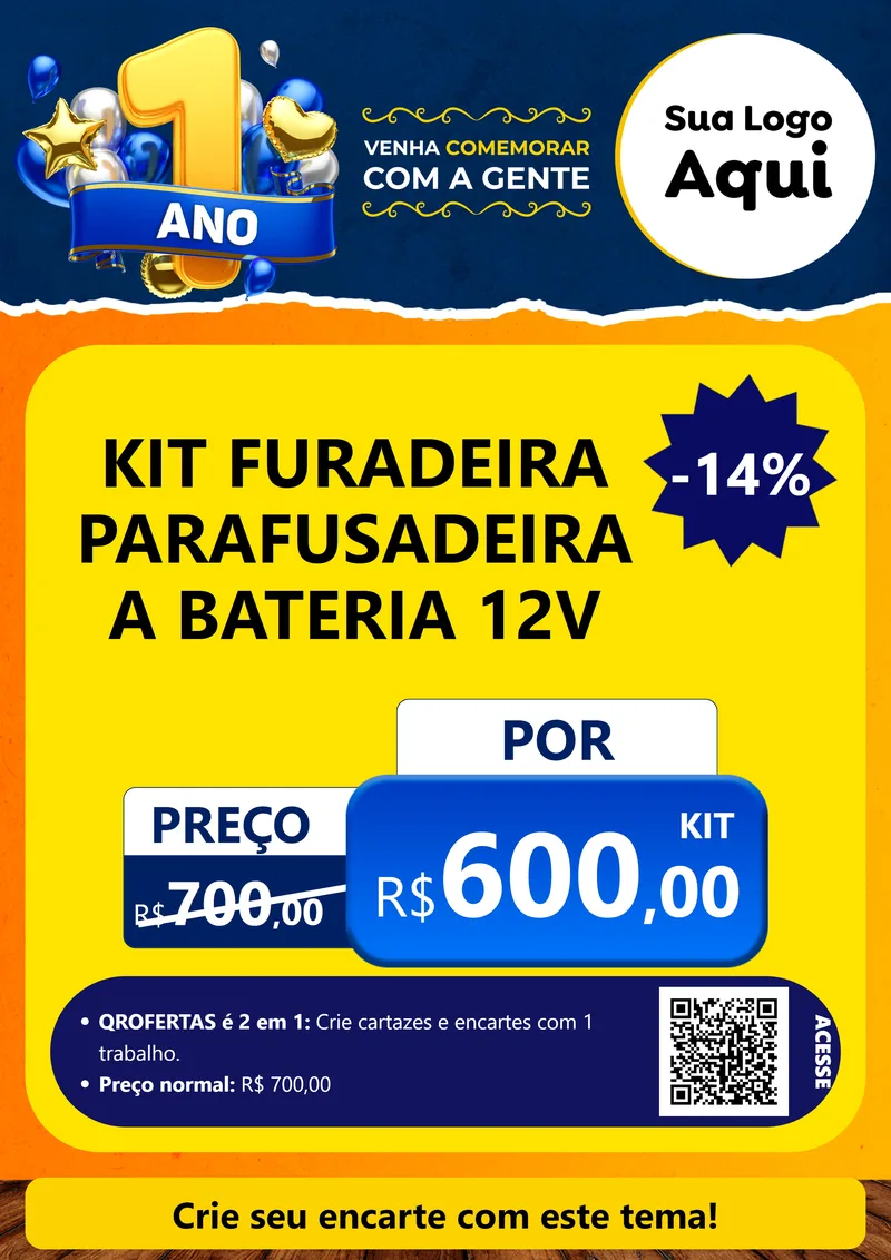 Modelo de Cartaz para Cartaz A4 Vertical com o tema Um Ano de Aniversário para Maquinas e Ferramentas