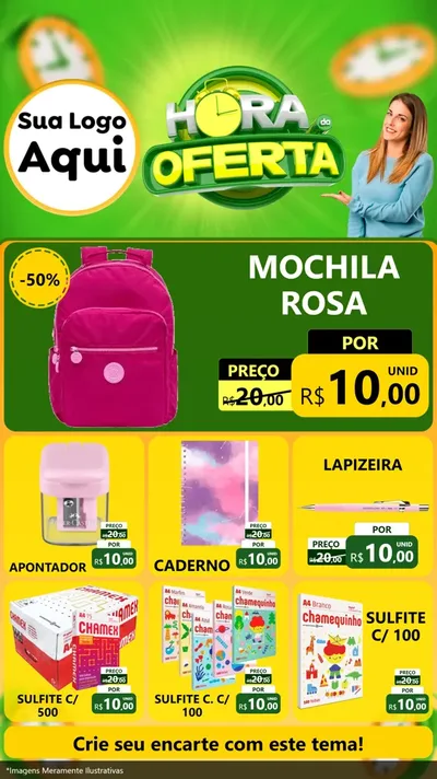 Modelo de Rede Social para Stories com o tema Hora da Oferta para Papelaria