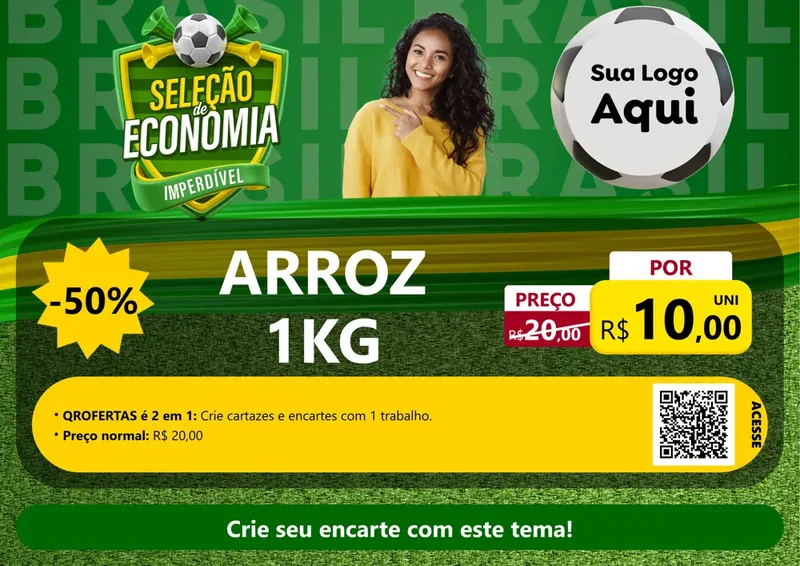 Modelo de Cartaz para Cartaz A4 Horizontal com o tema Seleção de Economia - Copa para Supermercado