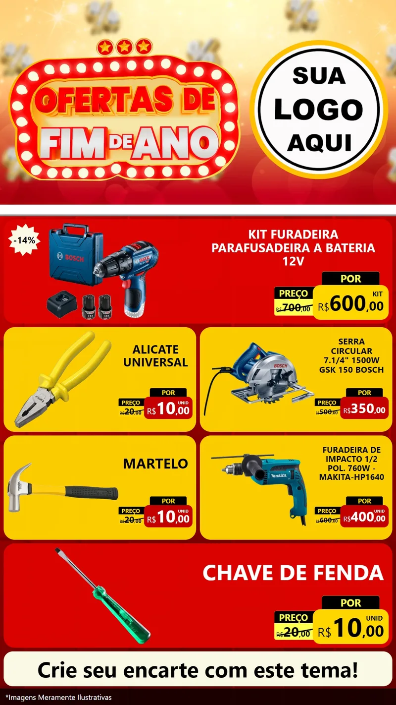 Modelo de TV para TV Vertical com o tema Ofertas de Fim de Ano para Maquinas e Ferramentas