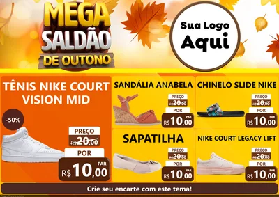 Modelo de Encarte para Encarte A4 Horizontal com o tema Mega Saldão de Outono para Calçados