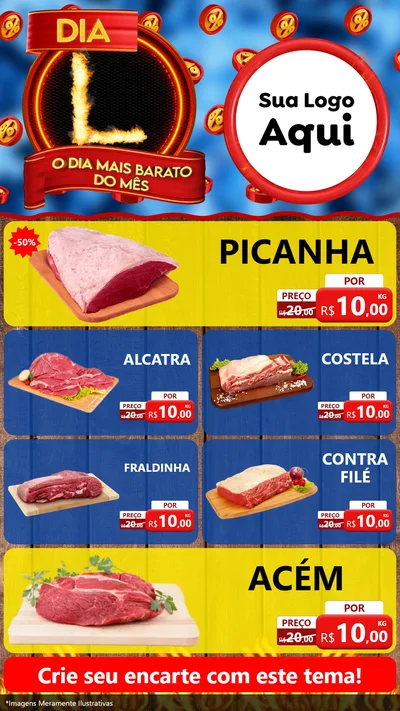 Modelo de TV para TV Vertical com o tema Dia L - O Dia Mais Barato Do Mês para Açougue