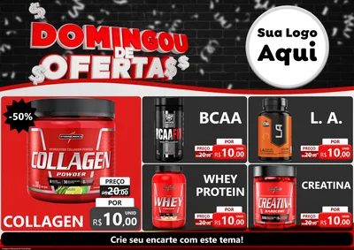 Modelo de Encarte para Encarte A4 Horizontal com o tema Domingou de Ofertas para Suplementos alimentares