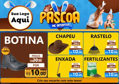 Modelo de Encarte para Encarte A4 Horizontal com o tema Páscoa de Ofertas para Agropecuária